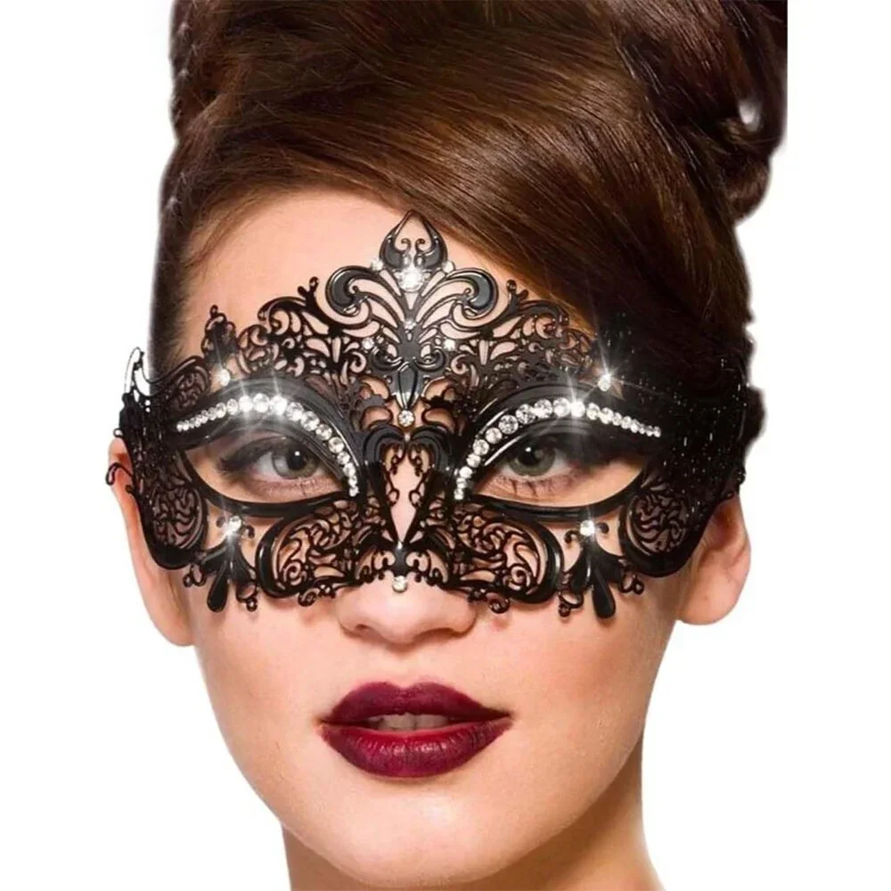 Women's Costume Mask Filigree Metal Rhinestone Adjustable Fit For Parties